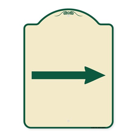 Signmission Designer Series Right Arrow, Tan & Green Heavy-Gauge Aluminum Sign, 24" x 18", TG-1824-22975 A-DES-TG-1824-22975